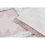 Kab. Fonott Sizal szőnyeg boho MOROC gyémánt 22312 rojt - két szintű gyapjú rózsaszín / krém, újrahasznosított szőnyeg 78x150 cm