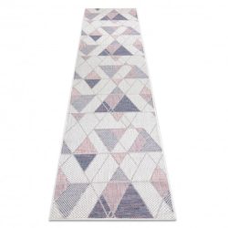 Fonott sizal szőnyeg SION futószőnyeg Geometriai, háromszögek 3006 lapos szövött ecru / rózsaszín 60x200 cm