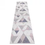Kab. Fonott sizal szőnyeg SION futószőnyeg Geometriai, háromszögek 3006 lapos szövött ecru / rózsaszín 60x250 cm