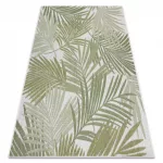 Kab. Fonott sizal szőnyeg SION pálmalevelek, tropikus 2837 lapos szövött ecru / zöld 70x300 cm