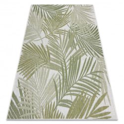 Fonott sizal szőnyeg SION pálmalevelek, tropikus 2837 lapos szövött ecru / zöld 70x300 cm