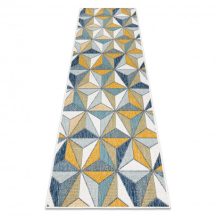   Fonott sizal szőnyeg, futószőnyeg COOPER Mozaik, Háromszögek 22222 ecru / sötétkék 60x250 cm
