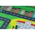 Kab. BAMBINO 2660 mosható szőnyeg Város, utcák gyerekeknek csúszásgátló - zöld / szürke 80x150 cm