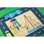 Kab. BAMBINO 2660 mosható szőnyeg Város, utcák gyerekeknek csúszásgátló - zöld / szürke 80x150 cm