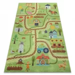 Kab. BAMBINO 50200 mosható szőnyeg Falu gyerekeknek csúszásgátló - zöld / barna  80x150 cm