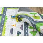 Kab. BAMBINO 2338 mosható szőnyeg Kotrógép gyerekeknek csúszásgátló - fehér / zöld 120x170 cm