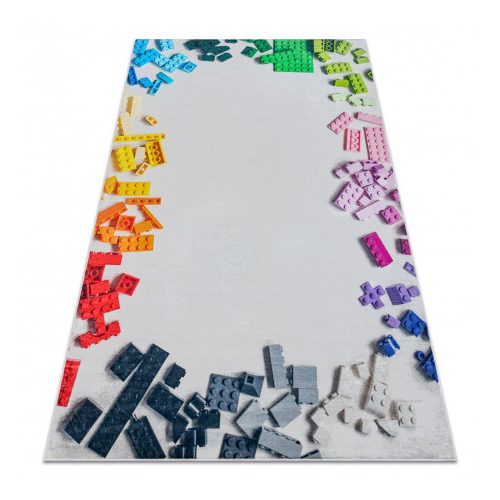 Kab. BAMBINO 38480 mosható szőnyeg Építőkészlet gyerekeknek csúszásgátló - szürke / sárga 120x170 cm
