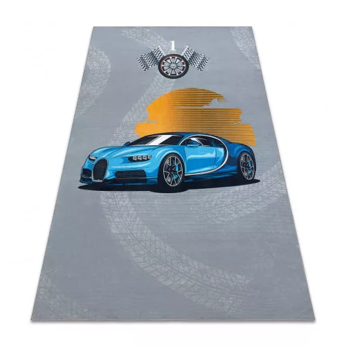 Kab. BAMBINO 41730 mosható szőnyeg Autó, verseny gyerekeknek csúszásgátló - rózsaszín / kék  120x170 cm