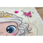 Kab. BAMBINO 43020 mosható szőnyeg Hercegnő, csillagok gyerekeknek csúszásgátló - krém / rózsaszín 120x170 cm