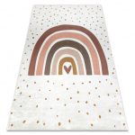 Kab. BAMBINO 46960 mosható szőnyeg Szivárvány, pöttyök gyerekeknek csúszásgátló - fehér / barna 120x170 cm
