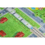 Kab. BAMBINO 2624 mosható szőnyeg Város, utcák gyerekeknek csúszásgátló - zöld / szürke 140x200 cm