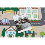 Kab. BAMBINO 34600 mosható szőnyeg Város, utcák gyerekeknek csúszásgátló - bézs / szürke 140x200 cm