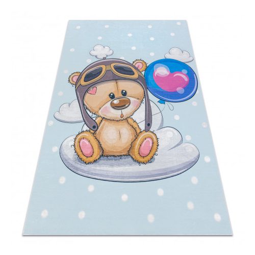 Kab. BAMBINO 43030 mosható szőnyeg Mackó, a pilóta gyerekeknek csúszásgátló - kék / barna  140x200 cm