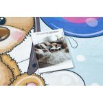 Kab. BAMBINO 43030 mosható szőnyeg Mackó, a pilóta gyerekeknek csúszásgátló - kék / barna  140x200 cm