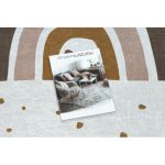 Kab. BAMBINO 46960 mosható szőnyeg Szivárvány, pöttyök gyerekeknek csúszásgátló - fehér / barna 140x200 cm