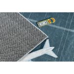 Kab. BAMBINO 46990 mosható szőnyeg Repülőtér, repülőgépek gyerekeknek csúszásgátló - zöld / szürke 140x200 cm