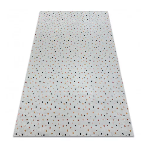 Kab. BAMBINO 47890 mosható szőnyeg Pöttyök gyerekeknek csúszásgátló - fehér / barna 140x200 cm