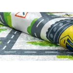 Kab. BAMBINO 2338 mosható szőnyeg Kotrógép gyerekeknek csúszásgátló - fehér / zöld 160x220 cm