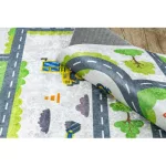 Kab. BAMBINO 2338 mosható szőnyeg Kotrógép gyerekeknek csúszásgátló - fehér / zöld 160x220 cm