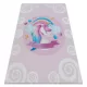 Kab. BAMBINO 2533 mosható szőnyeg Egyszarvú, szivárvány gyerekeknek csúszásgátló - rózsaszín 160x220 cm