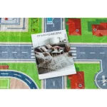 Kab. BAMBINO 2624 mosható szőnyeg Város, utcák gyerekeknek csúszásgátló - zöld / szürke 160x220 cm