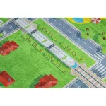 Kab. BAMBINO 2624 mosható szőnyeg Város, utcák gyerekeknek csúszásgátló - zöld / szürke 160x220 cm