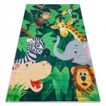 Kab. BAMBINO 2705 mosható szőnyeg Állatok, Afrika gyerekeknek csúszásgátló - zöld / barna  160x220 cm