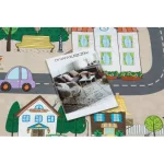 Kab. BAMBINO 34600 mosható szőnyeg Város, utcák gyerekeknek csúszásgátló - bézs / szürke 160x220 cm