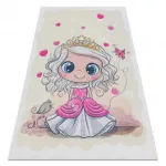 Kab. BAMBINO 43020 mosható szőnyeg Hercegnő, csillagok gyerekeknek csúszásgátló - krém / rózsaszín 160x220 cm