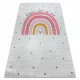 Kab. BAMBINO 47810 mosható szőnyeg Szivárvány, pöttyök gyerekeknek csúszásgátló - fehér / rózsaszín 160x220 cm