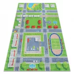 Kab. BAMBINO 2624 mosható szőnyeg Város, utcák gyerekeknek csúszásgátló - zöld / szürke 200x290 cm