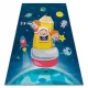 Kab. BAMBINO 42810 mosható szőnyeg Rakéta, bolygók gyerekeknek csúszásgátló - kék / barna  200x290 cm