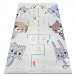 Kab. BAMBINO 43092 mosható szőnyeg Állatok, komló gyerekeknek csúszásgátló - rózsaszín / sárga 200x290 cm