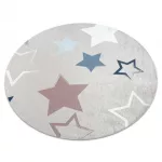 Kab. BAMBINO 48130 kör mosható szőnyeg Csillagok gyerekeknek csúszásgátló - bézs / szürke kör 80 cm
