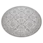 Kab. Fonott sizal szőnyeg LOFT 21193 Kör boho elefántcsont/ezüst/taupe kör 120 cm
