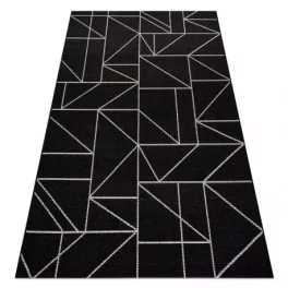   Kab. Fonott sizal floorlux szőnyeg 20605 fekete / ezüst HÁROMSZÖGEK, GEOMETRIAI  140x200 cm