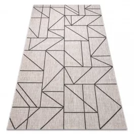   Kab. Fonott sizal floorlux szőnyeg 20605 ezüst / fekete / bézs HÁROMSZÖGEK, GEOMETRIAI  240x330 cm