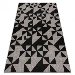   Kab. Fonott sizal floorlux szőnyeg 20489 ezüst / fekete HÁROMSZÖGEK 240x330 cm