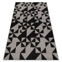   Fonott sizal floorlux szőnyeg 20489 ezüst / fekete HÁROMSZÖGEK 200x290 cm