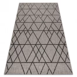   Kab. Fonott sizal floorlux szőnyeg 20508 ezüst / fekete HÁROMSZÖGEK 140x200 cm