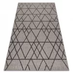 Kab. Fonott sizal floorlux szőnyeg 20508 ezüst / fekete HÁROMSZÖGEK 60x110 cm