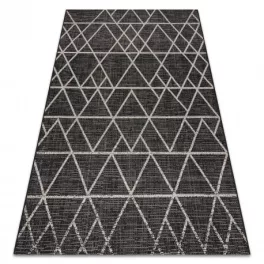   Kab. Fonott sizal floorlux szőnyeg 20508 fekete / ezüst HÁROMSZÖGEK 140x200 cm