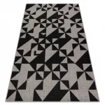 Kab. Fonott sizal floorlux szőnyeg 20489 ezüst / fekete HÁROMSZÖGEK 60x110 cm