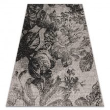   Fonott sizal floorlux szőnyeg 20491 virágok ezüst / fekete 120x170 cm