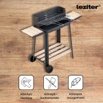 Téglalap alakú görgős faszenes grill