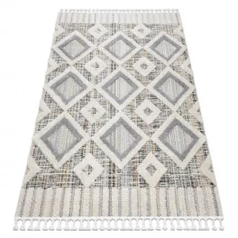   Kab. Szőnyeg SEVILLA Y523C gyémánt szürke / sárga ehér Rojt BERBER shaggy 200x290 cm