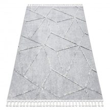   Szőnyeg SEVILLA Z791C mozaik szürke / csík fehér Rojt Berber shaggy 200x290 cm