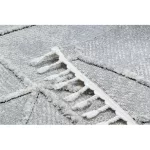 Kab. Szőnyeg SEVILLA Z791C mozaik szürke / csík fehér Rojt BERBER shaggy 200x290 cm