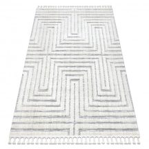   Szőnyeg SEVILLA Z788A labirintus, görög fehér / szürke Rojt Berber shaggy 140x190 cm