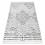 Kab. Szőnyeg SEVILLA Z788B labirintus, görög fehér / antracit Rojt BERBER shaggy 140x190 cm